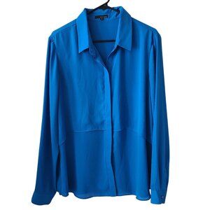 Harvé Benard US Womens Sz XL Blue Button-Up Shirt Long Sleeve Lightweight